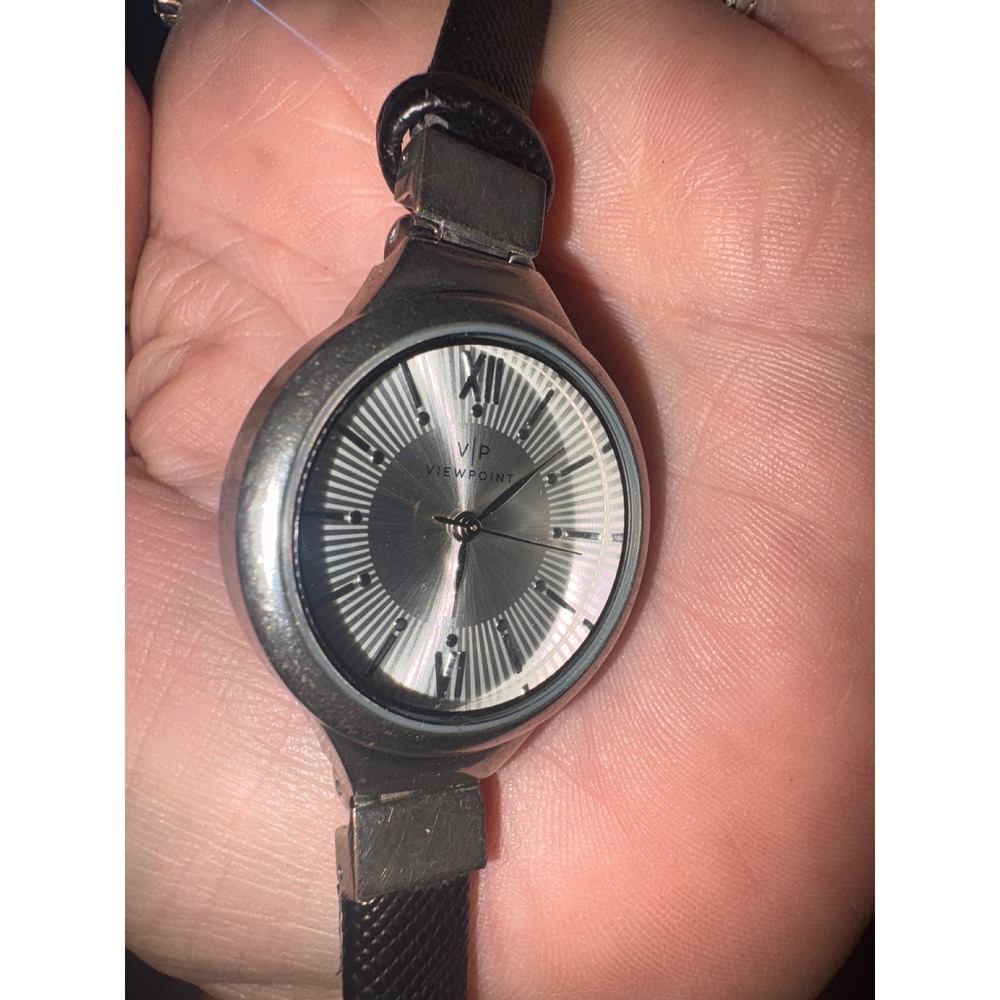 Viewpoint by Timex Womens Watch SilverDial Black Leather Strap CC3D79500